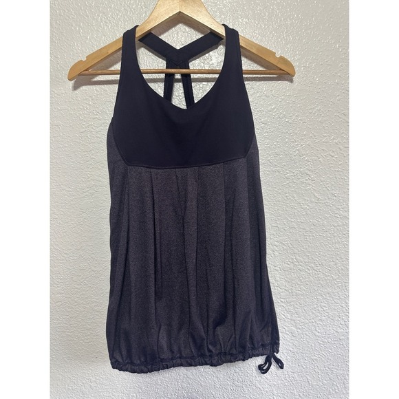 Lululemon Ruched Hem Tank Top Built-in Bra Purple Heathered Athletic Yoga M - Picture 5 of 10